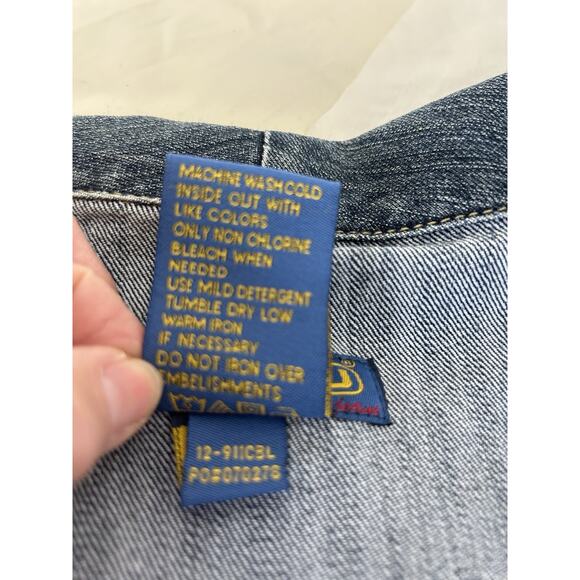 Cottage core Y2K Denim Embroidered Bedazzled Bling Ladies jacket Size XXL - Picture 8 of 11